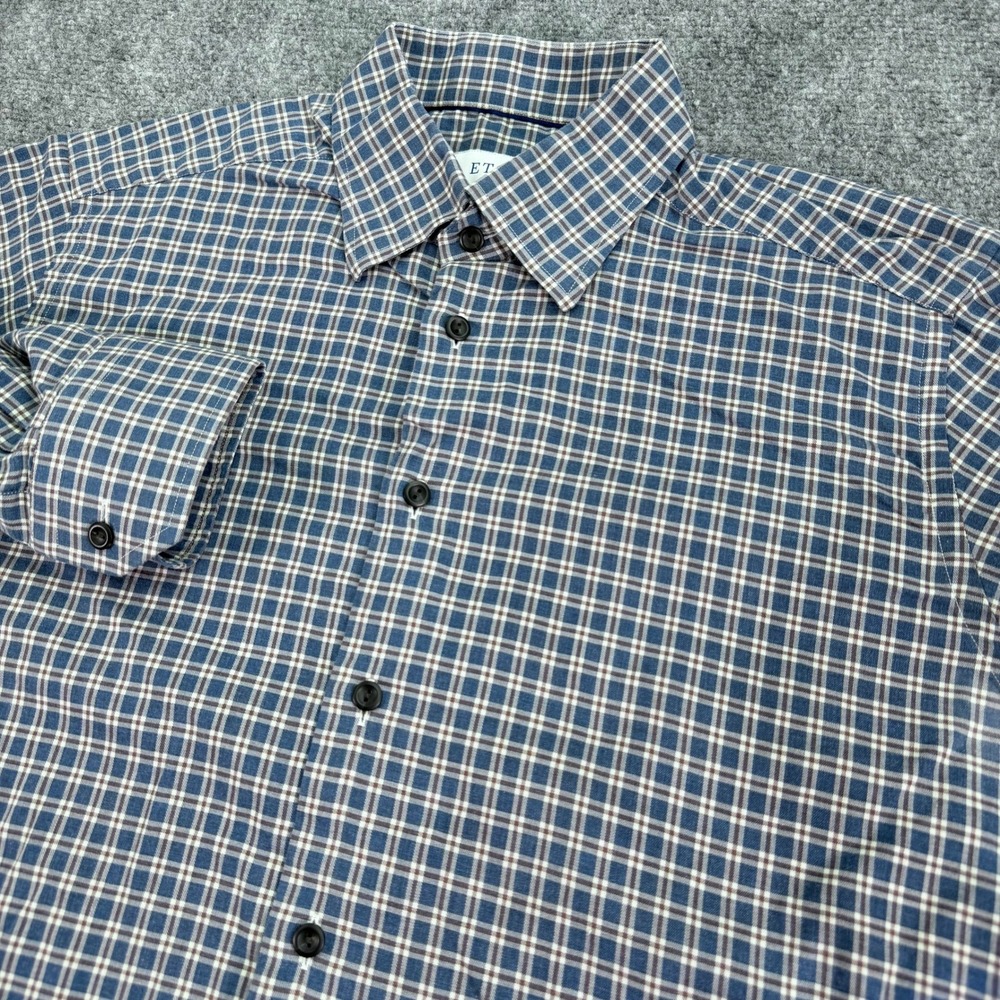 Eton Contemporary‎ Dress Shirt Mens 16 41 Large Blue Plaid Button Down